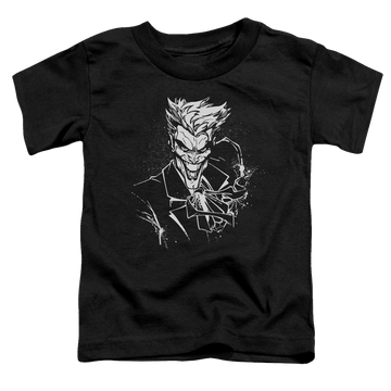 Black toddler t-shirt with Jokers Splatter Smile graphic