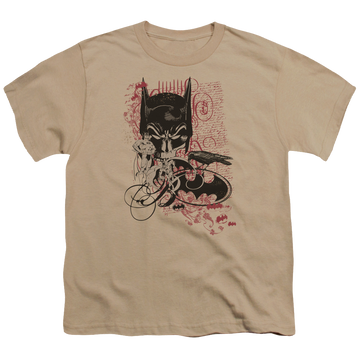 Sand youth t-shirt for ages 8 to 12 with DC Batman Heroic To The Bone graphic