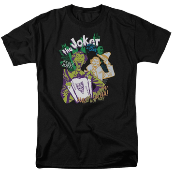Black men's regular fit t-shirt with Batman Its All A Joke graphic