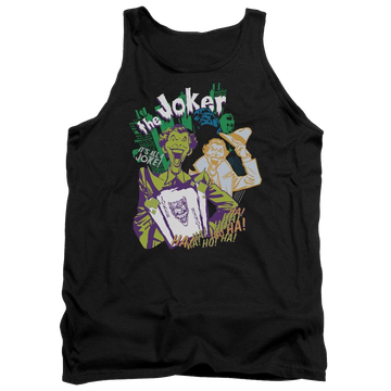 Black men's tank with Batman Its All A Joke graphic