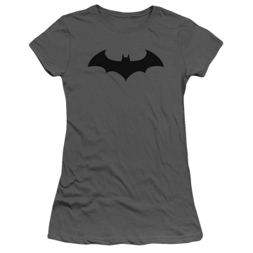 Charcoal juniors t-shirt with Batman Hush Logo graphic