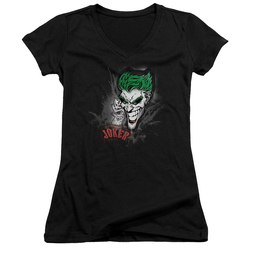 Batman Joker Sprays The City - Juniors V-Neck T-Shirt Juniors V-Neck T-Shirt Joker