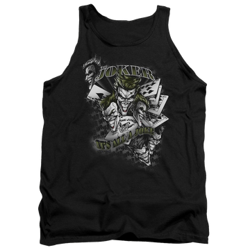 Black men's tank with Batman Its All A Joke graphic