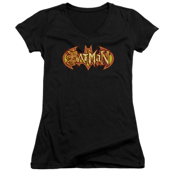 Batman Fiery Shield - Juniors V-Neck T-Shirt Juniors V-Neck T-Shirt Batman