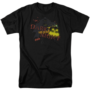 Black men's regular fit t-shirt with Batman Dark And Scary Night graphic