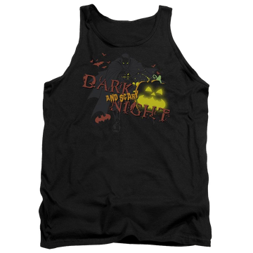 Black men's tank with Batman Dark And Scary Night graphic