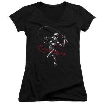Batman Kitten With A Whip - Juniors V-Neck T-Shirt Juniors V-Neck T-Shirt Catwoman