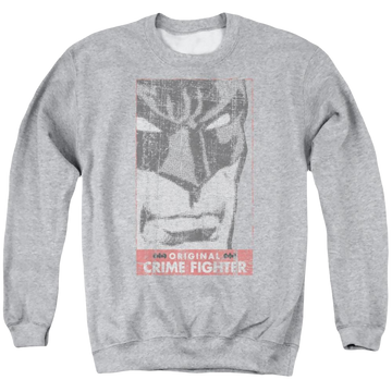 Athletic heather men's crewneck sweatshirt with Batman Orginal Crime Fighter graphic