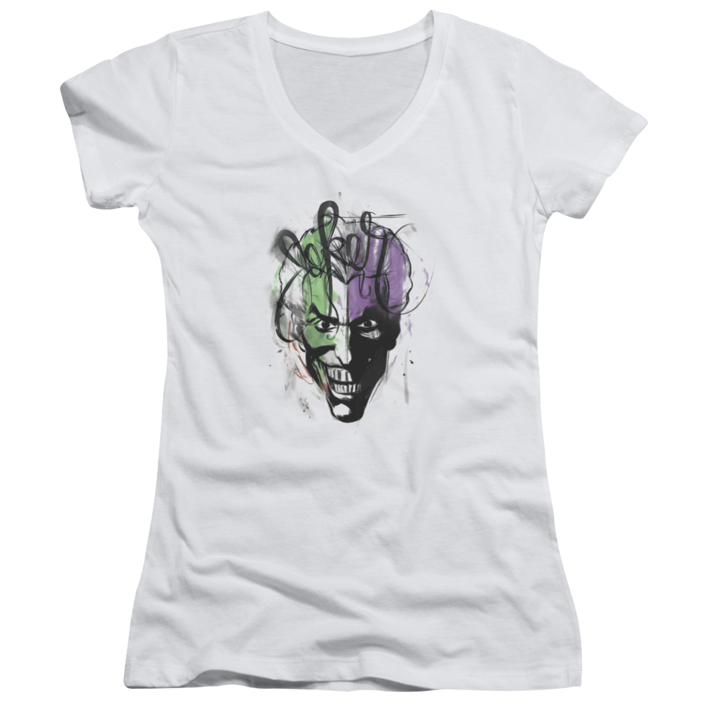 Batman Joker Airbrush - Juniors V-Neck T-Shirt Juniors V-Neck T-Shirt Joker