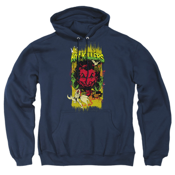 Navy pullover hoodie with Batman Bat Killers 2 graphic