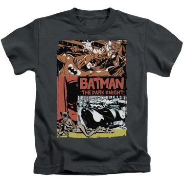 Charcoal kid's t-shirt for ages 4 to 7 with DC Batman Old Movie Poster graphic