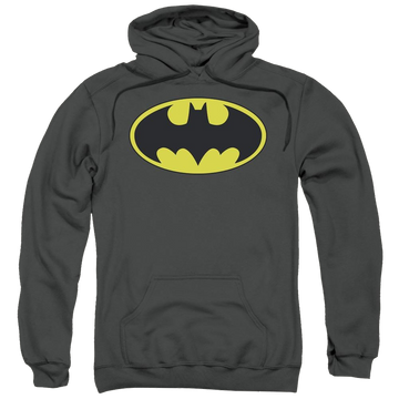 Charcoal pullover hoodie with Batman Classic Bat Logo graphic