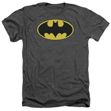 Charcoal men's heather t-shirt with Batman Classic Bat Logo graphic