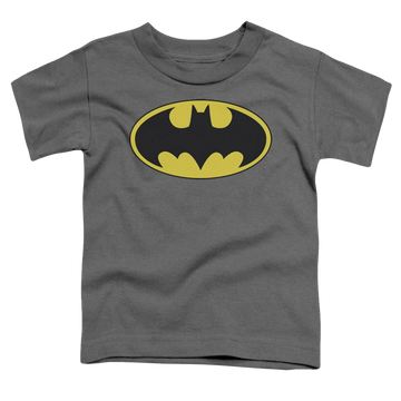 Charcoal toddler t-shirt with DC Batman Classic Bat Logo graphic