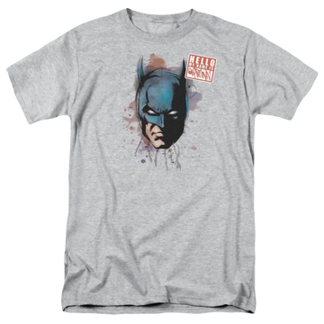 Athletic heather men's regular fit t-shirt with Batman Hello graphic