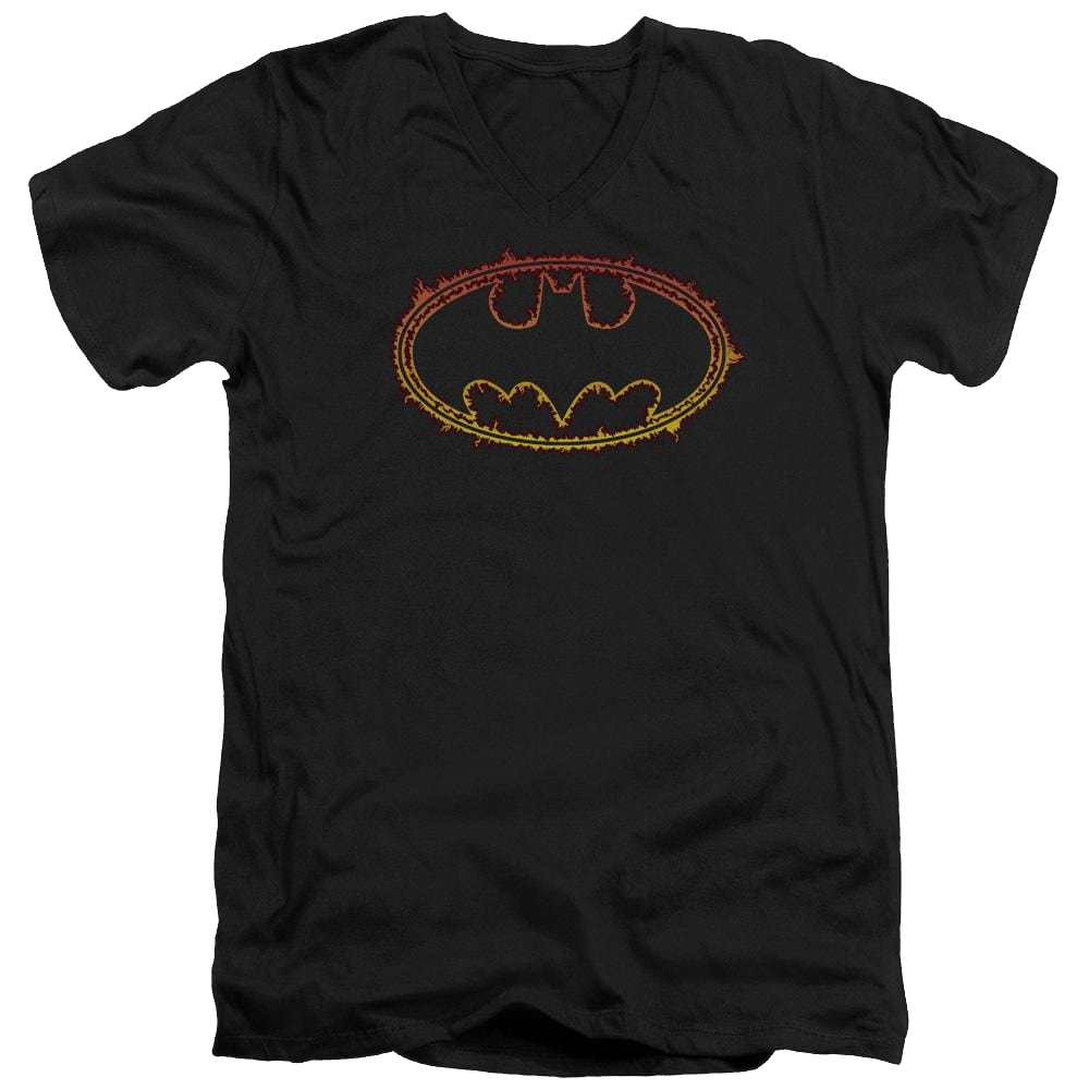 Batman Flame Outlined Logo - Men's V-Neck T-Shirt Men's V-Neck T-Shirt Batman