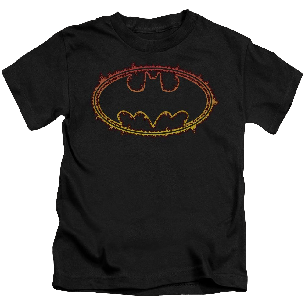 Batman Flame Outlined Logo - Juniors V-Neck T-Shirt Juniors V-Neck T-Shirt Batman