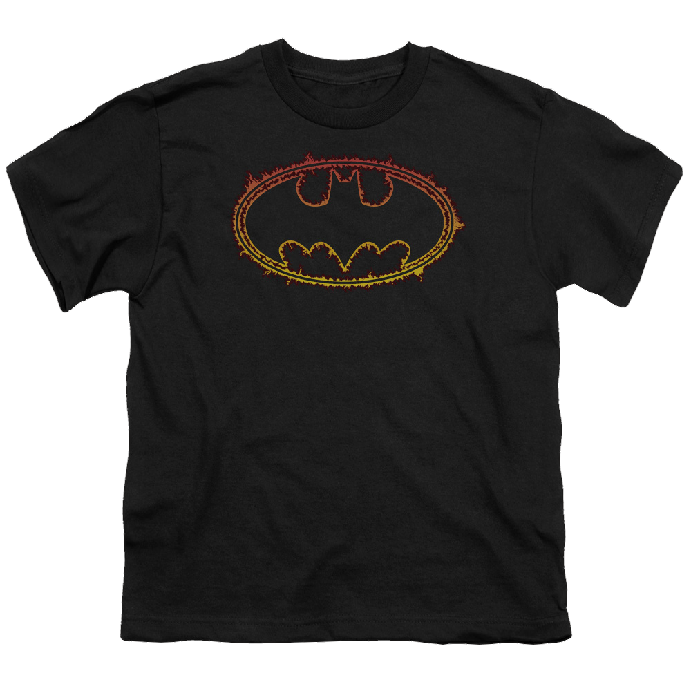 DC Batman Flame Outlined Logo - Youth T-Shirt Youth T-Shirt (Ages 8-12) Batman