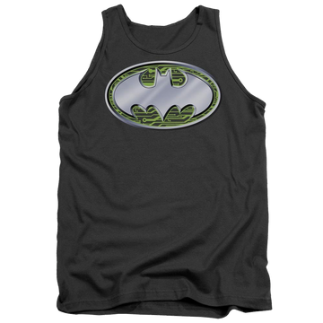 Charcoal men's tank with Batman Circuits Logo graphic