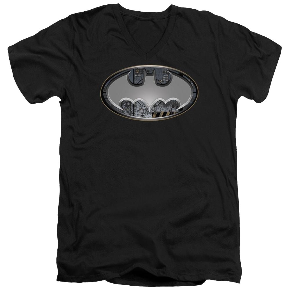 Batman Steel Wall Shield - Men's V-Neck T-Shirt Men's V-Neck T-Shirt Batman