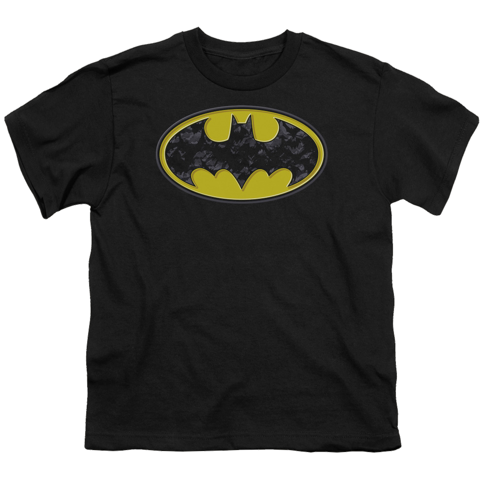 DC Batman Bats In Logo - Youth T-Shirt Youth T-Shirt (Ages 8-12) Batman