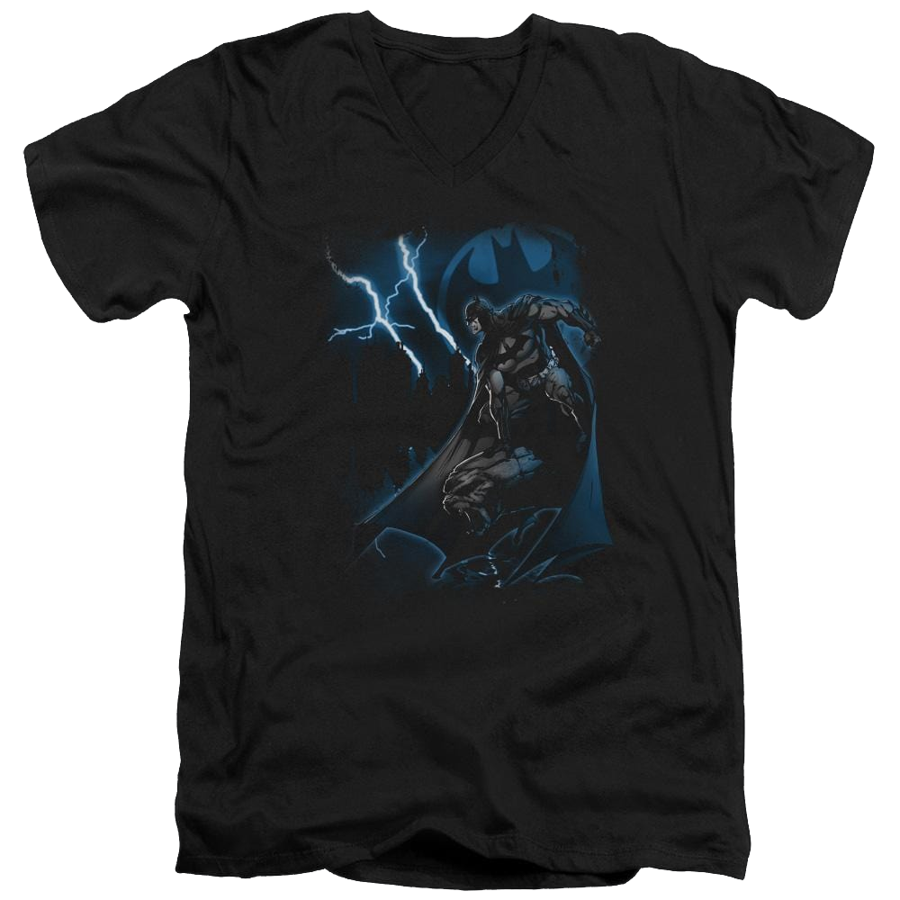 Batman Lightning Strikes - Men's V-Neck T-Shirt Men's V-Neck T-Shirt Batman