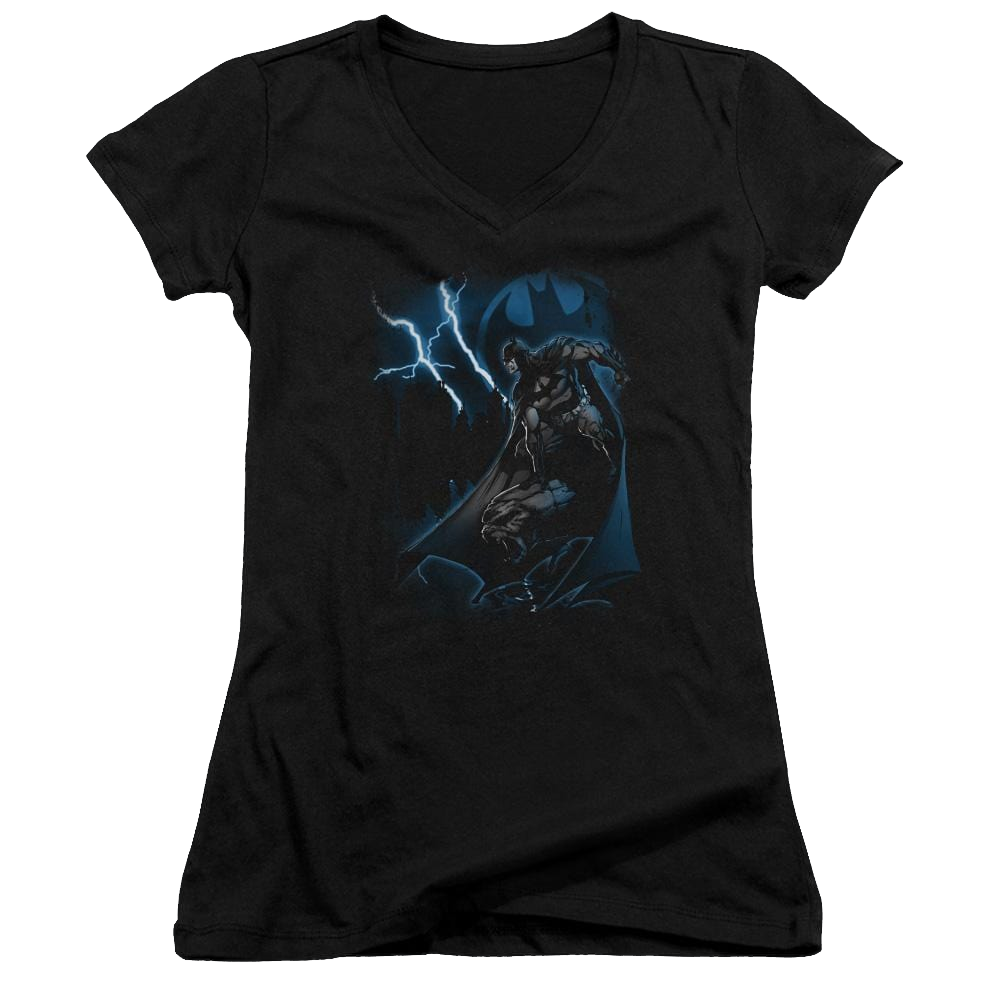 Batman Lightning Strikes - Juniors V-Neck T-Shirt Juniors V-Neck T-Shirt Batman