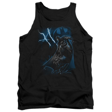 Black men's tank with Batman Lightning Strikes graphic