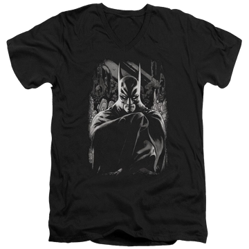 Black men's v-neck t-shirt with Batman Detective 821 Cover graphic