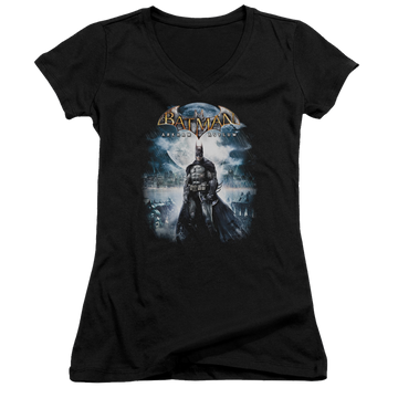 Batman Arkham Asylum Game Cover - Juniors V-Neck T-Shirt Juniors V-Neck T-Shirt Batman
