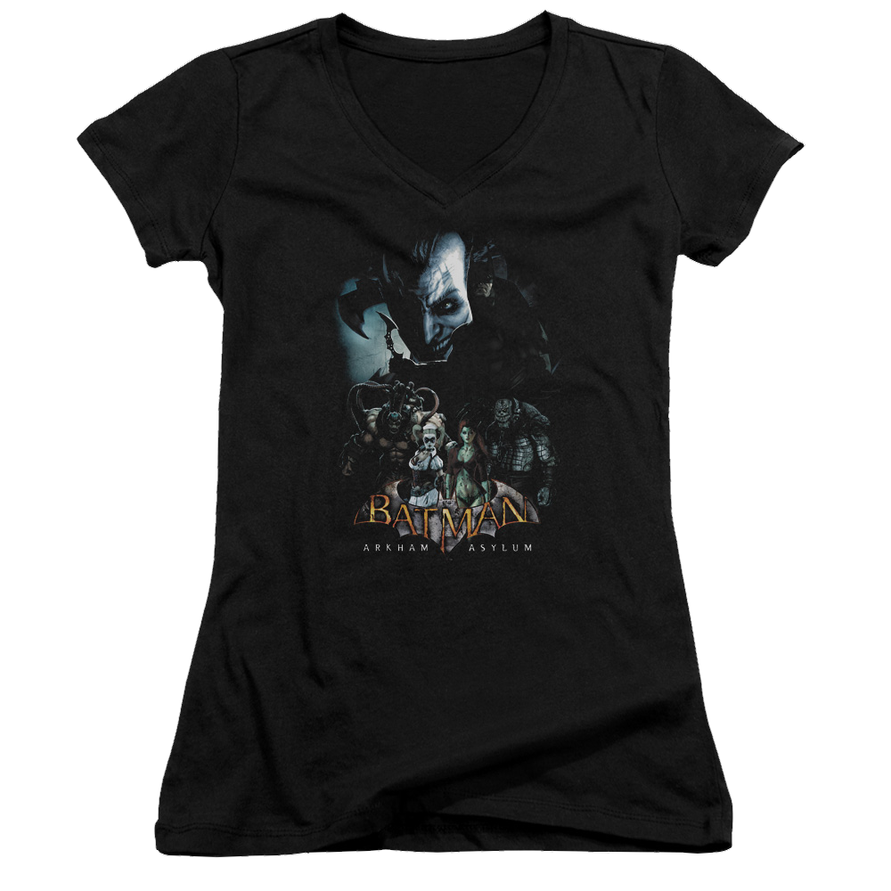 Batman - Arkham Five Against One - Juniors V-Neck T-Shirt Juniors V-Neck T-Shirt Batman