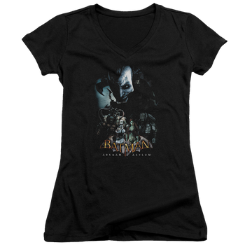 Batman - Arkham Five Against One - Juniors V-Neck T-Shirt Juniors V-Neck T-Shirt Batman