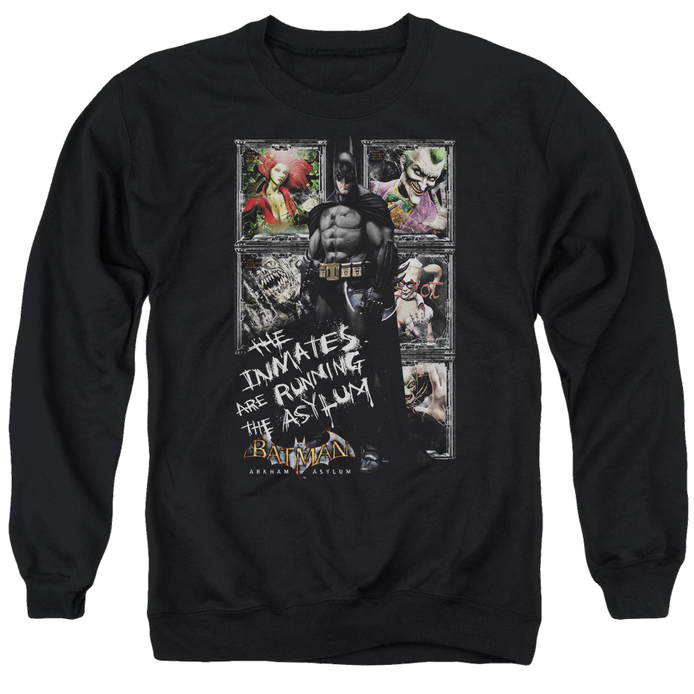 Batman - Arkham Running The Asylum - Men's Crewneck Sweatshirt Men's Crewneck Sweatshirt Batman