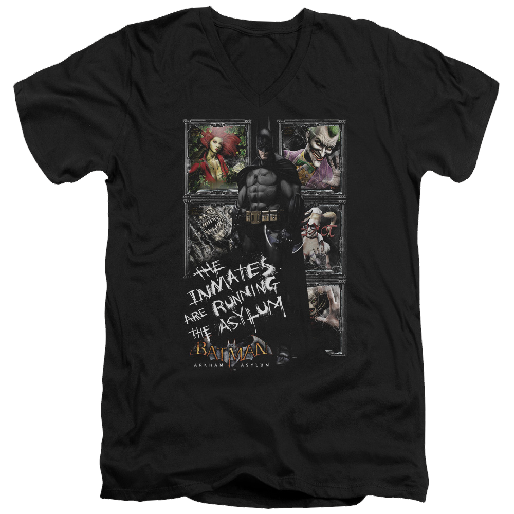Batman - Arkham Running The Asylum - Men's V-Neck T-Shirt Men's V-Neck T-Shirt Batman