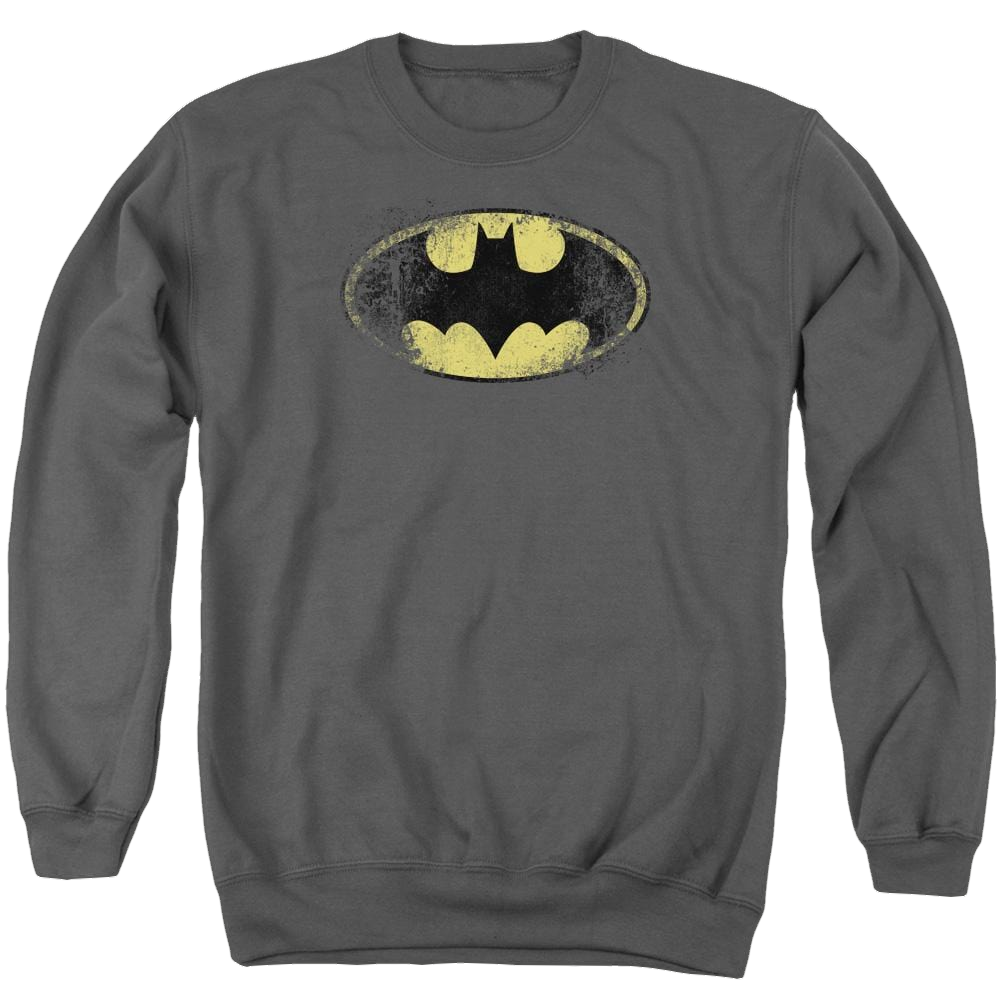 Batman Destroyed Logo - Men's Crewneck Sweatshirt Men's Crewneck Sweatshirt Batman