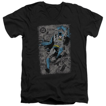 Black men's v-neck t-shirt with Batman Detective #487 Distress graphic