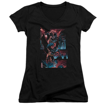 Batman Dark Knight Panels - Juniors V-Neck T-Shirt Juniors V-Neck T-Shirt Batman