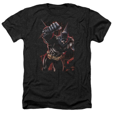 Charcoal men's heather t-shirt with Batman Crimson Knight graphic