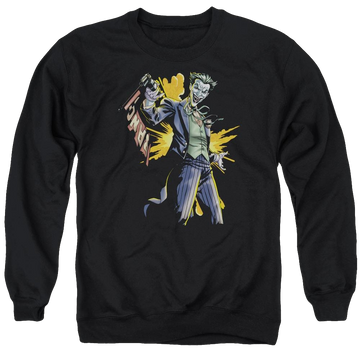Black men's crewneck sweatshirt with Batman Joker Bang graphic