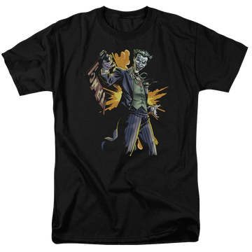 Black men's regular fit t-shirt with Batman Joker Bang graphic