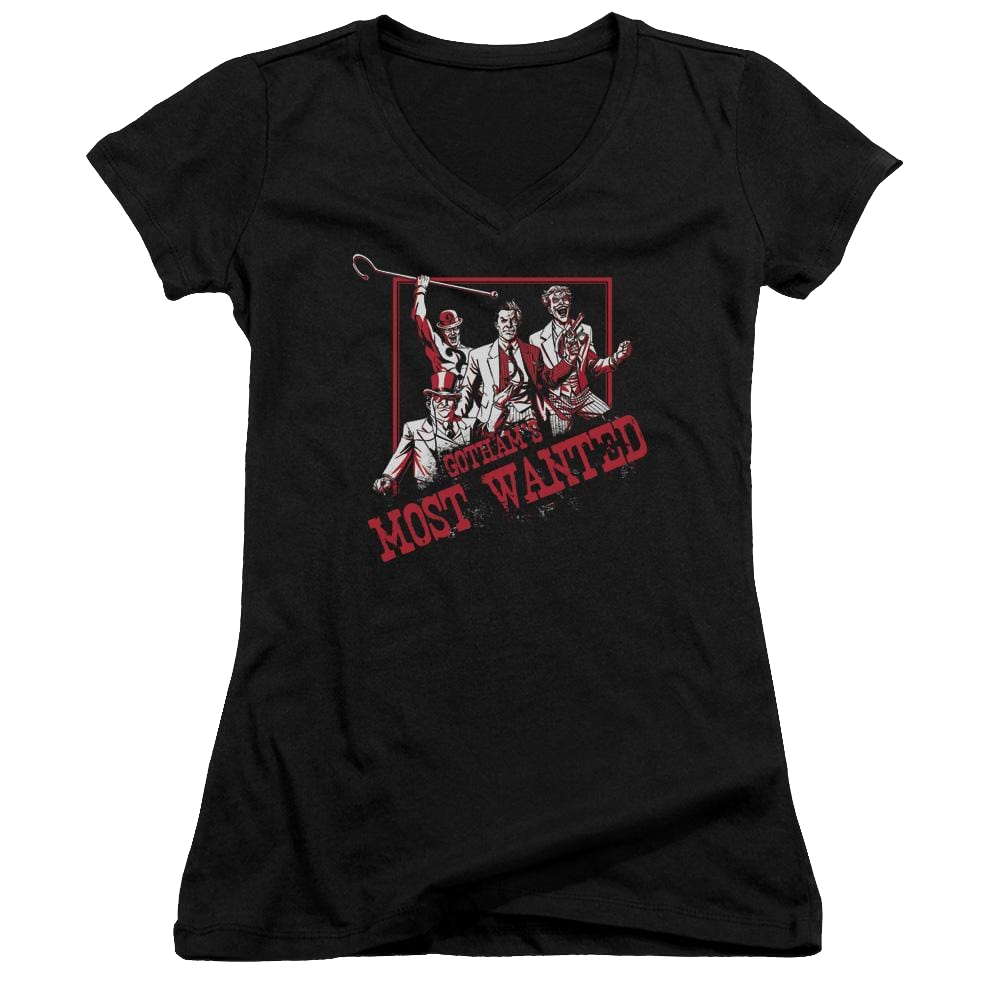 Batman Gothams Most Wanted - Juniors V-Neck T-Shirt Juniors V-Neck T-Shirt Batman