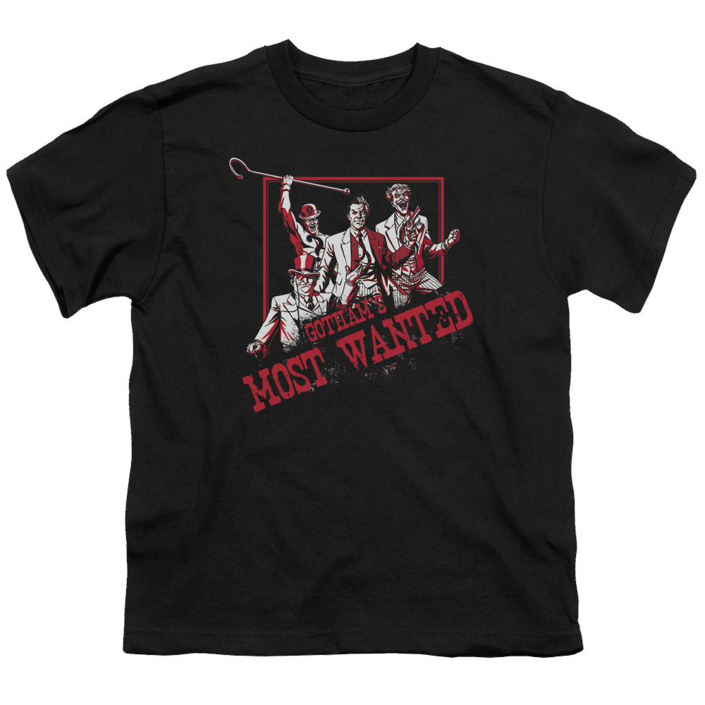 DC Batman Gothams Most Wanted - Youth T-Shirt Youth T-Shirt (Ages 8-12) Batman