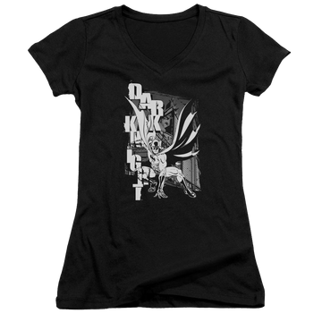 Batman Vertical Letters - Juniors V-Neck T-Shirt Juniors V-Neck T-Shirt Batman