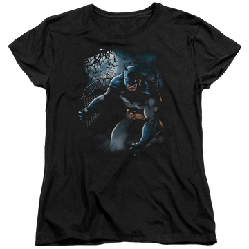 Black women's t-shirt with Batman Light Of The Moon graphic