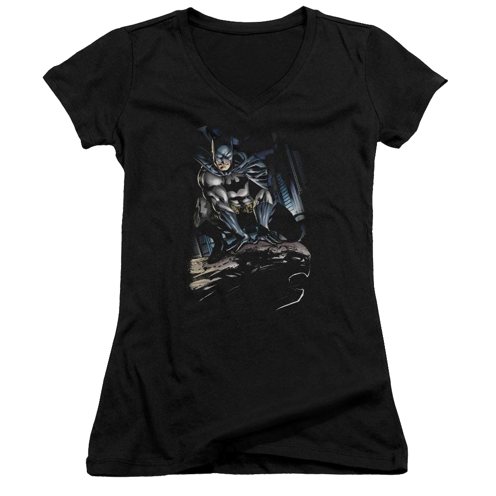 Batman Perched - Juniors V-Neck T-Shirt Juniors V-Neck T-Shirt Batman