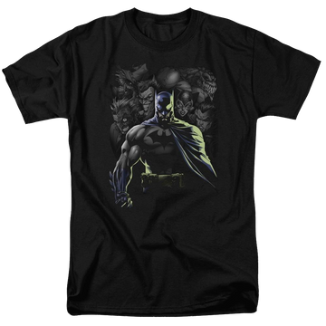 Black men's regular fit t-shirt with Batman Villains Unleashed graphic