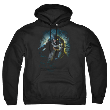 Black pullover hoodie with Batman Bat Cave graphic