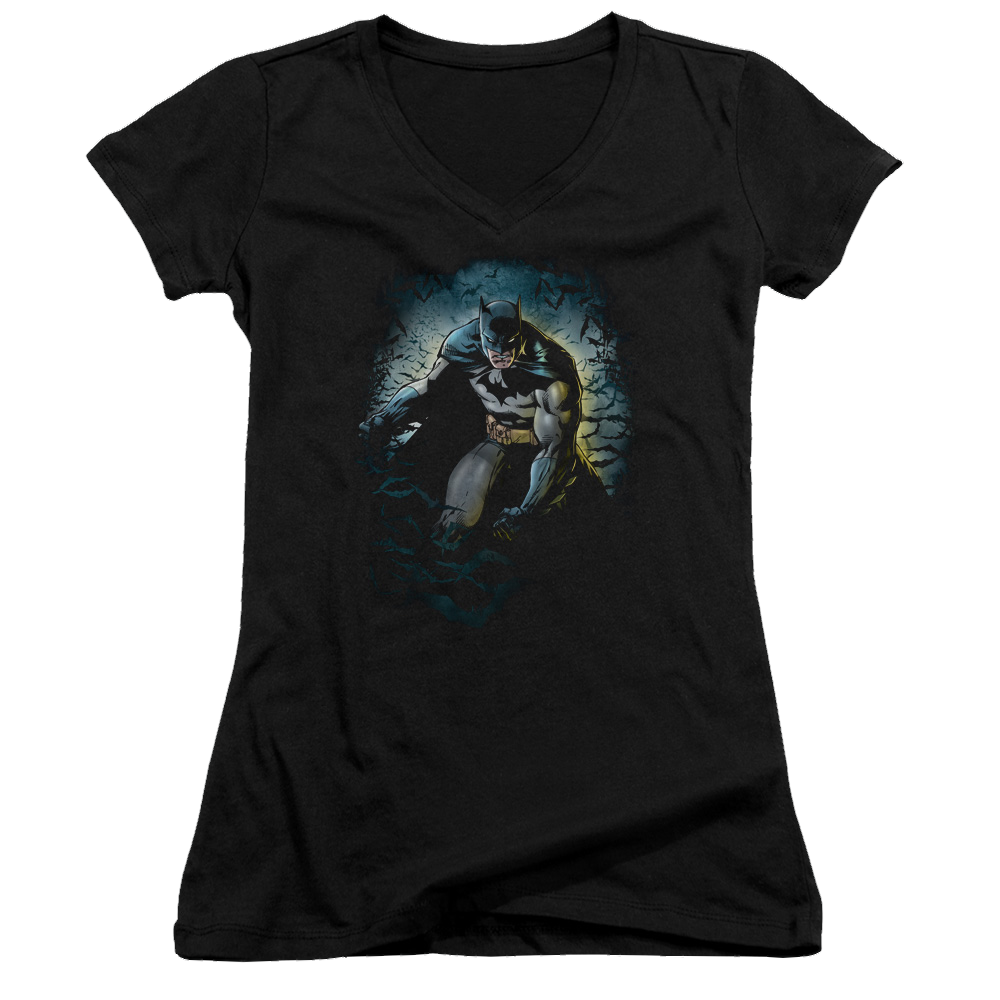 Batman Bat Cave - Juniors V-Neck T-Shirt Juniors V-Neck T-Shirt Batman