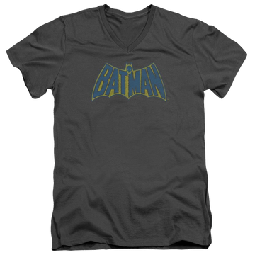 Charcoal men's v-neck t-shirt with Batman Sketch Logo graphic