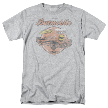 Athletic heather men's regular fit t-shirt with Batman Amzing Batmobile graphic